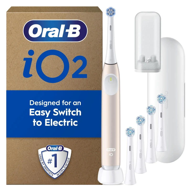Oral-B iO2 Calm Pink Electric Toothbrush + Oral-B iO Ultimate Clean White Toothbrush Heads x 5