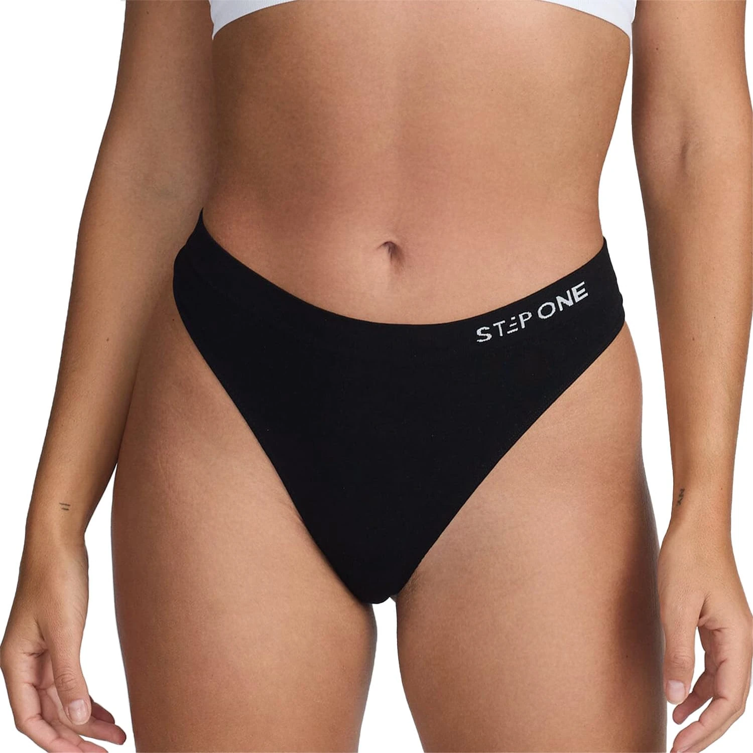 STEP ONE SmoothFit Seamless Thong for Women. Ultra-Soft, Breathable Bamboo Moisture Wicking Underwear Women, No VPL, Hypoallergenic, Everyday Comfort Thong Black X-Large