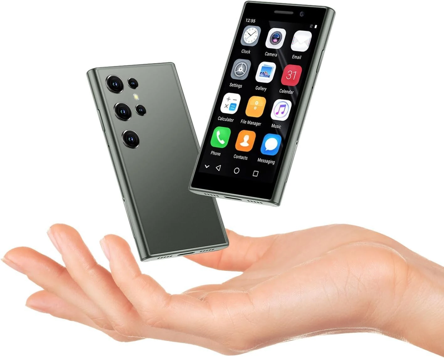 Mini Smartphone for kids 3.0" HD Touch Screen World's Smallest 4G Mobile Phone,Dual SIM, Android Compact Small Mobile Phones for Student Pocket 2GB+16GB, Face ID,WIFI (Field Green)