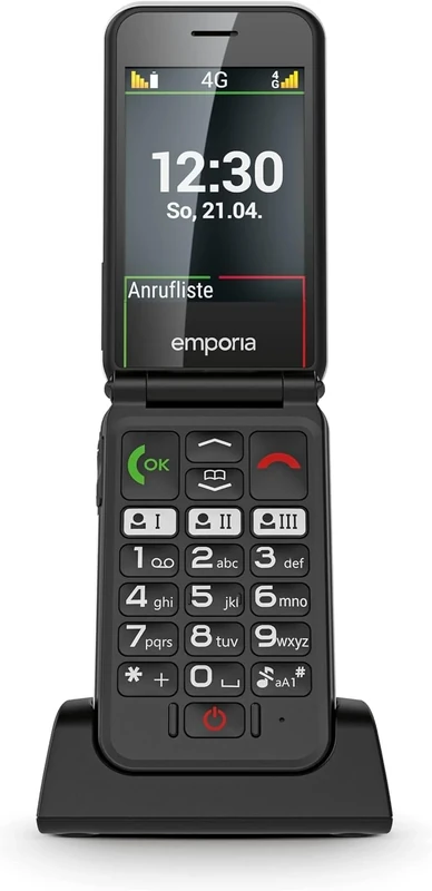 Emporia emporiaSIMPLICITYGLAM 2G Cell Phone for Seniors Without a Contract, Keypad Phone with Emergency Button, Large Keys, Speed Dial, Hearing Aid Compatible, Black