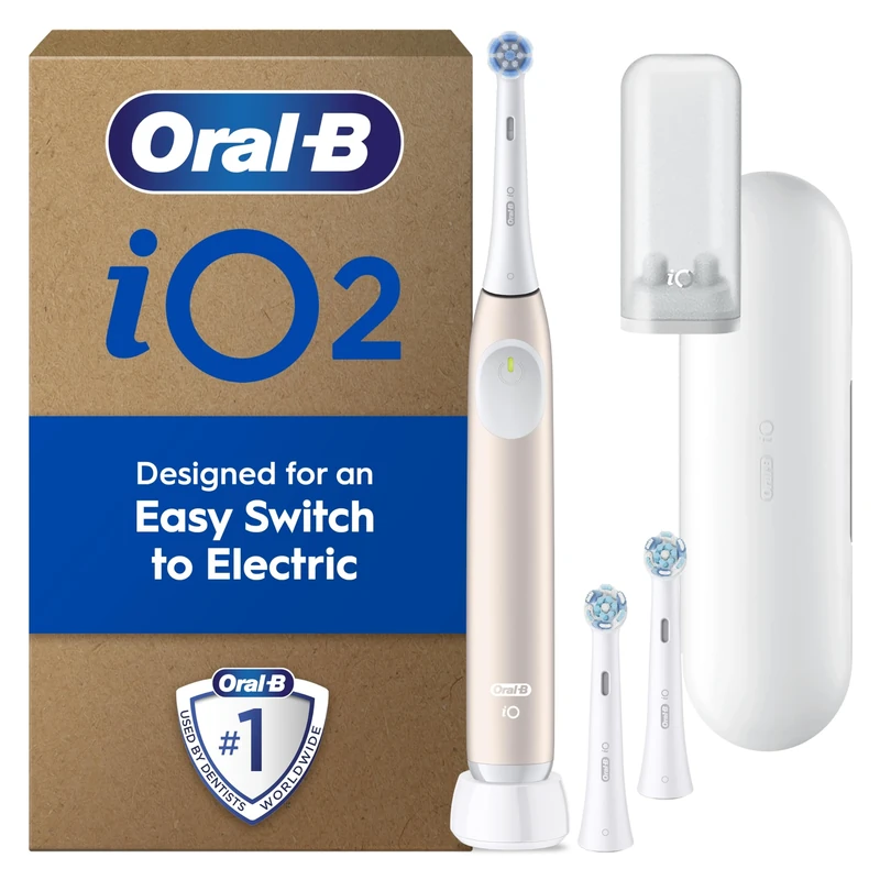 Oral-B iO2 Calm Pink Electric Toothbrush + Oral-B iO Ultimate Clean White Toothbrush Heads x 3