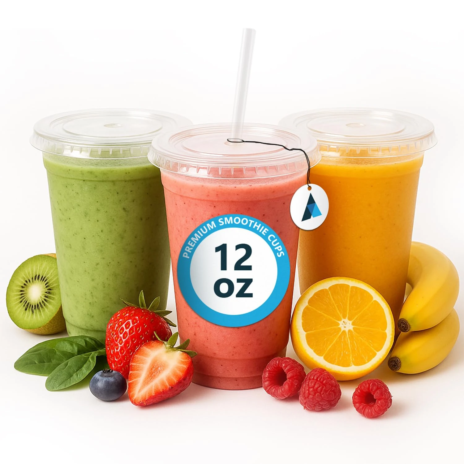 Nationwide Paper 12oz Crystal Clear Smoothie Cups with Flat lids, Perfect for Iced Coffee, Milkshake, Slurpee, Ice Cream, Razzle, Slush, Smoothy, Party's Pack of 1000