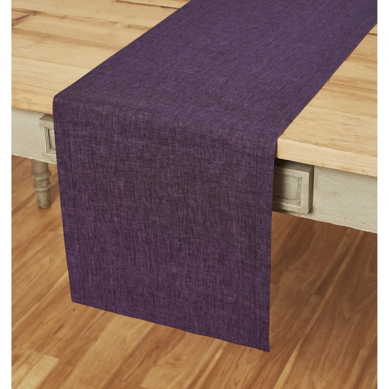 Solino Home Linen Table Runner 156 Inches Long - Athena, 100% Pure Linen Grape Table Runner 14 x 156 Inch for Dining, Summer - Handcrafted and Machine Washable