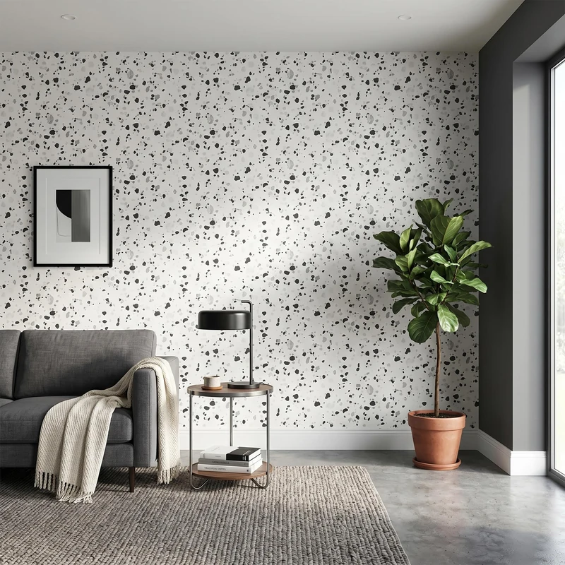 Ambiance Sticker Terrazzo Non-Slip Floor Adhesive Roll Waterproof by The Metre for Living Room, Bedroom and Dining Room – H60 cm x L2 m