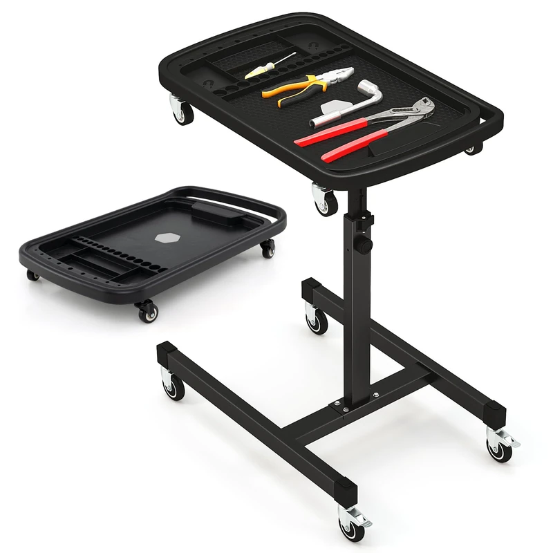 HOMFME 2 in 1 Working Table, Height Adjustable Rolling Tool Tray