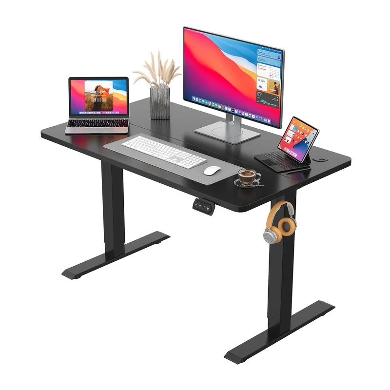 JUMMICO Electric Standing Desk 100 x 60 cm Home Office Height Adjustable Desk, Computer Lift Table with Smart Panel, Sit Stand Desk with Height Memory, Black