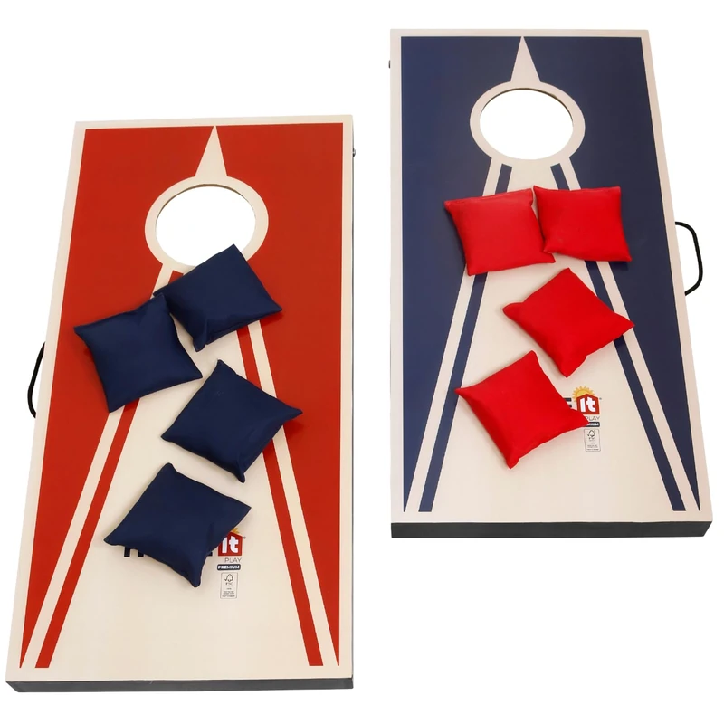HOME It® Cornhole Outdoor Game | Foldable Blind Hole Game with 2 Boards & 8 Throwing Bags (Red & Blue) | Easy to Carry, Ideal for Garden, Beach & Camping