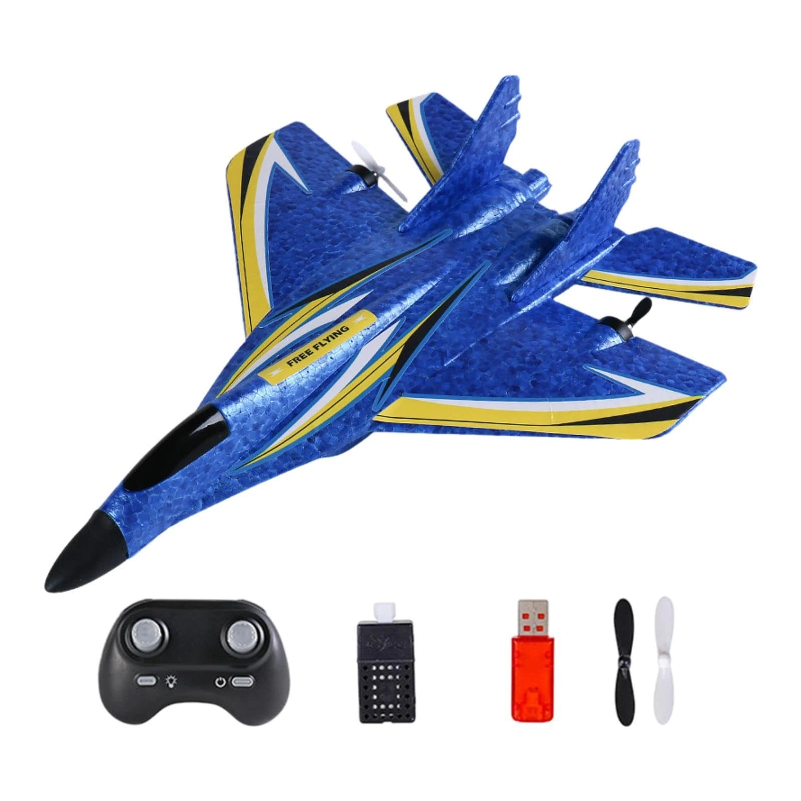 Colcolo RC Plane Foam Lightweight Sturdy with Gyro Aircraft Toy Remote Control Airplane for Beginner Boys Kids Adults Birthday Gift, Blue Single battery