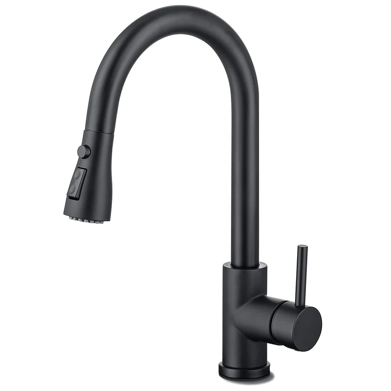 HASVREOG Kitchen Pull-Down Faucet with High Arc Spout, Dual Function Spray Head,High - Performance Pull - Out Kitchen Sink Faucet,Easy Installation (Matte Black)