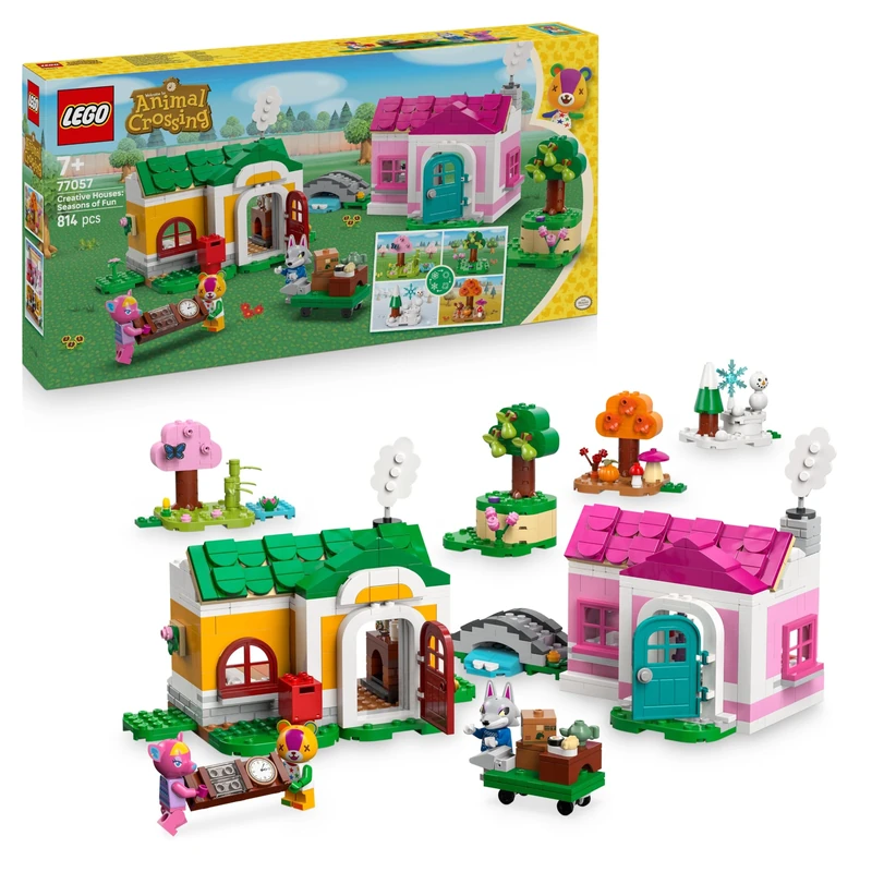 LEGO Animal Crossing Creative Houses: Seasons of Fun - 2in1 Toy with 2 House Models plus Stitches, Fuchsia & Fang Minifigures - Gaming Gift for 7+ Year Old Girls, Boys & Fans - 77057