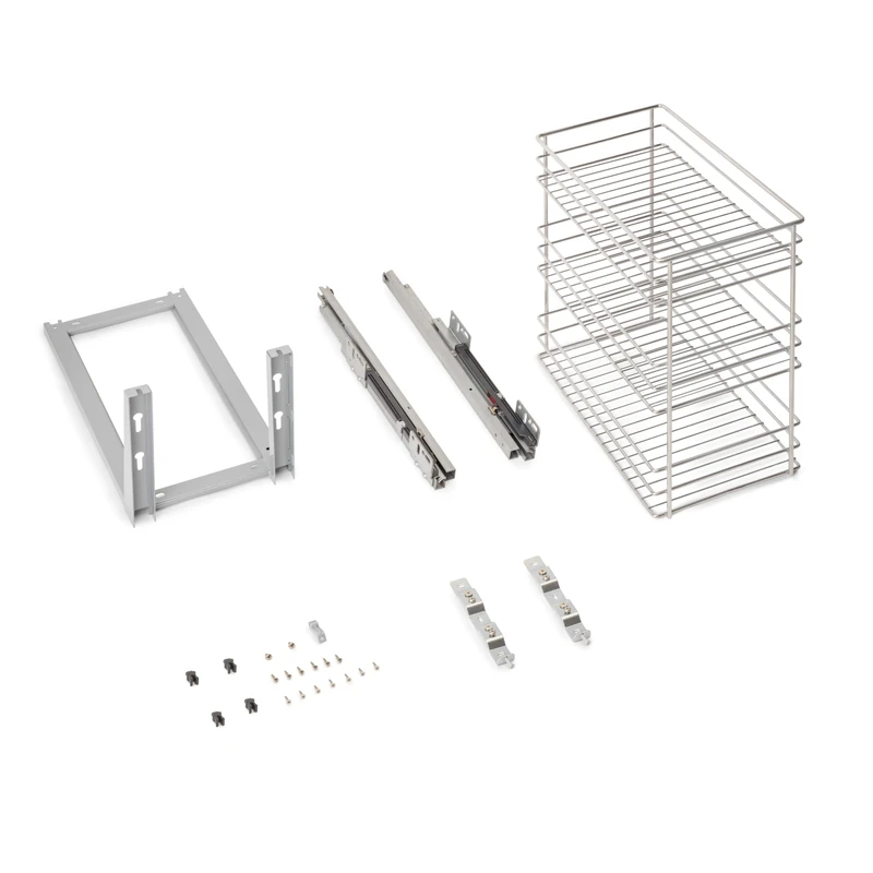 Emuca - Supra Pull-out rack for lower fixing with soft closing, for kitchen modules 300mm, Steel, Chrome plated