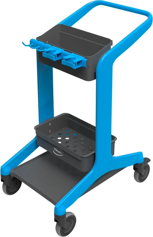 Vikan HyGo Mobile Cleaning Station Model 57003 Janitor Cart with Shadow-Board, 780 mm, Blue