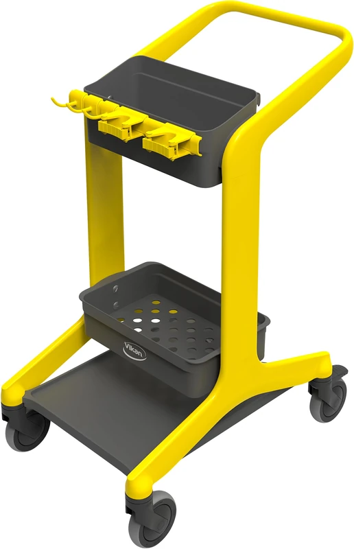 Vikan HyGo Mobile Cleaning Station Model 57006 Janitor Cart with Shadow-Board, 780 mm, Yellow