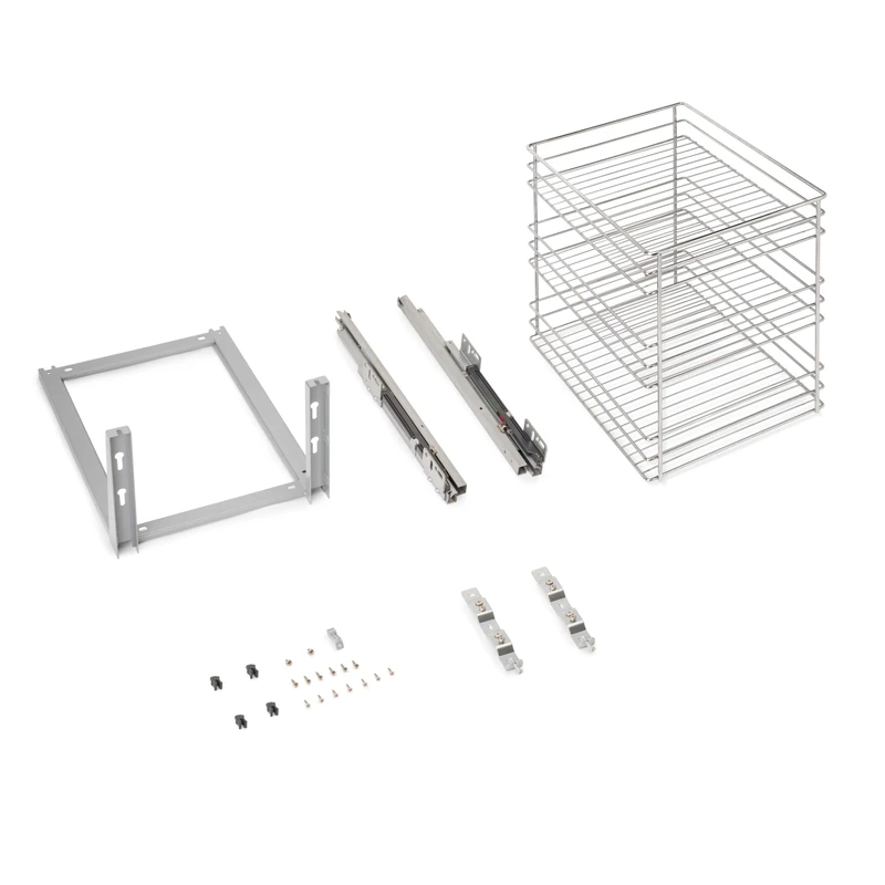 Emuca - Supra Pull-out rack for lower fixing with soft closing, for kitchen modules 400mm, Steel, Chrome plated