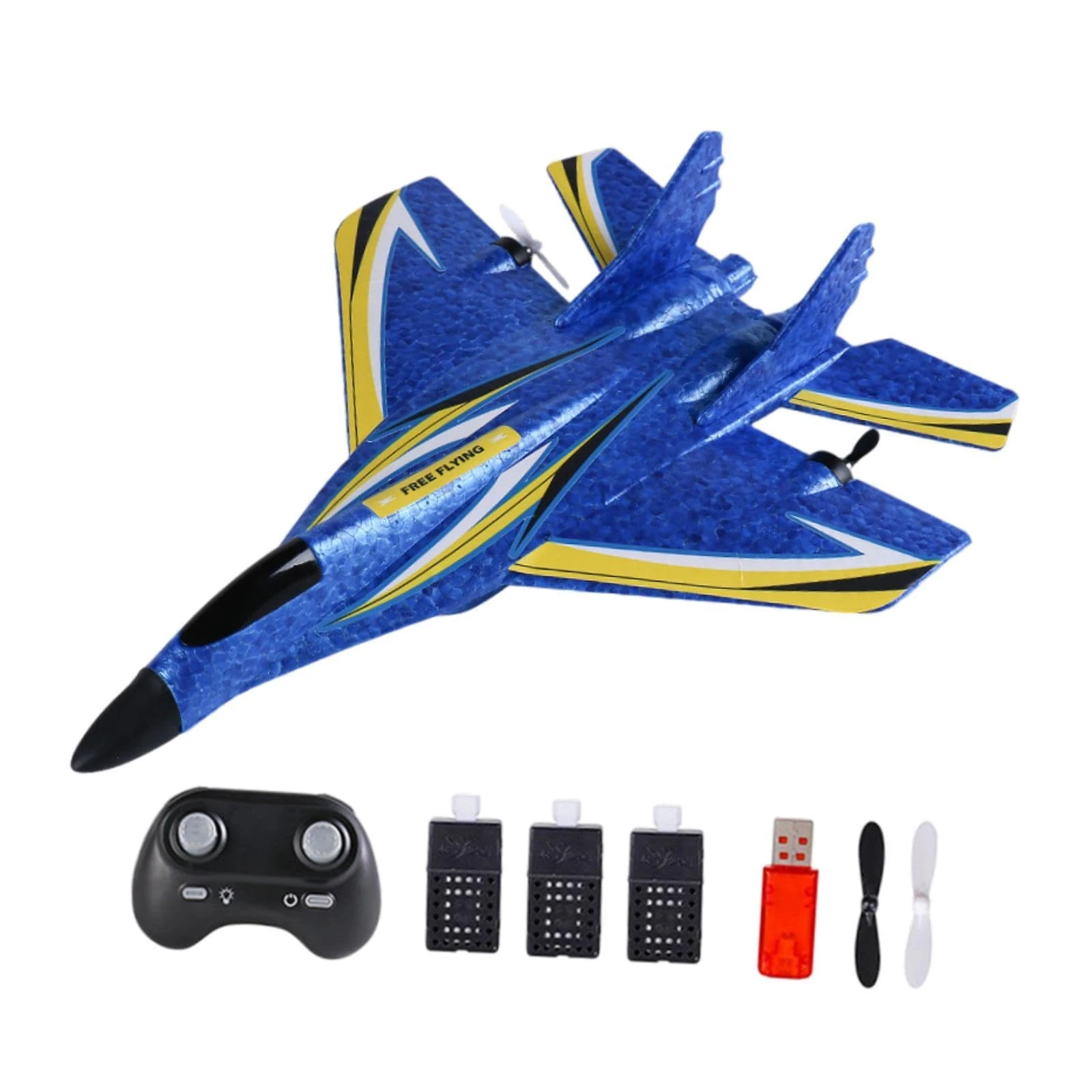 Colcolo RC Plane Foam Lightweight Sturdy with Gyro Aircraft Toy Remote Control Airplane for Beginner Boys Kids Adults Birthday Gift, Blue Three battery
