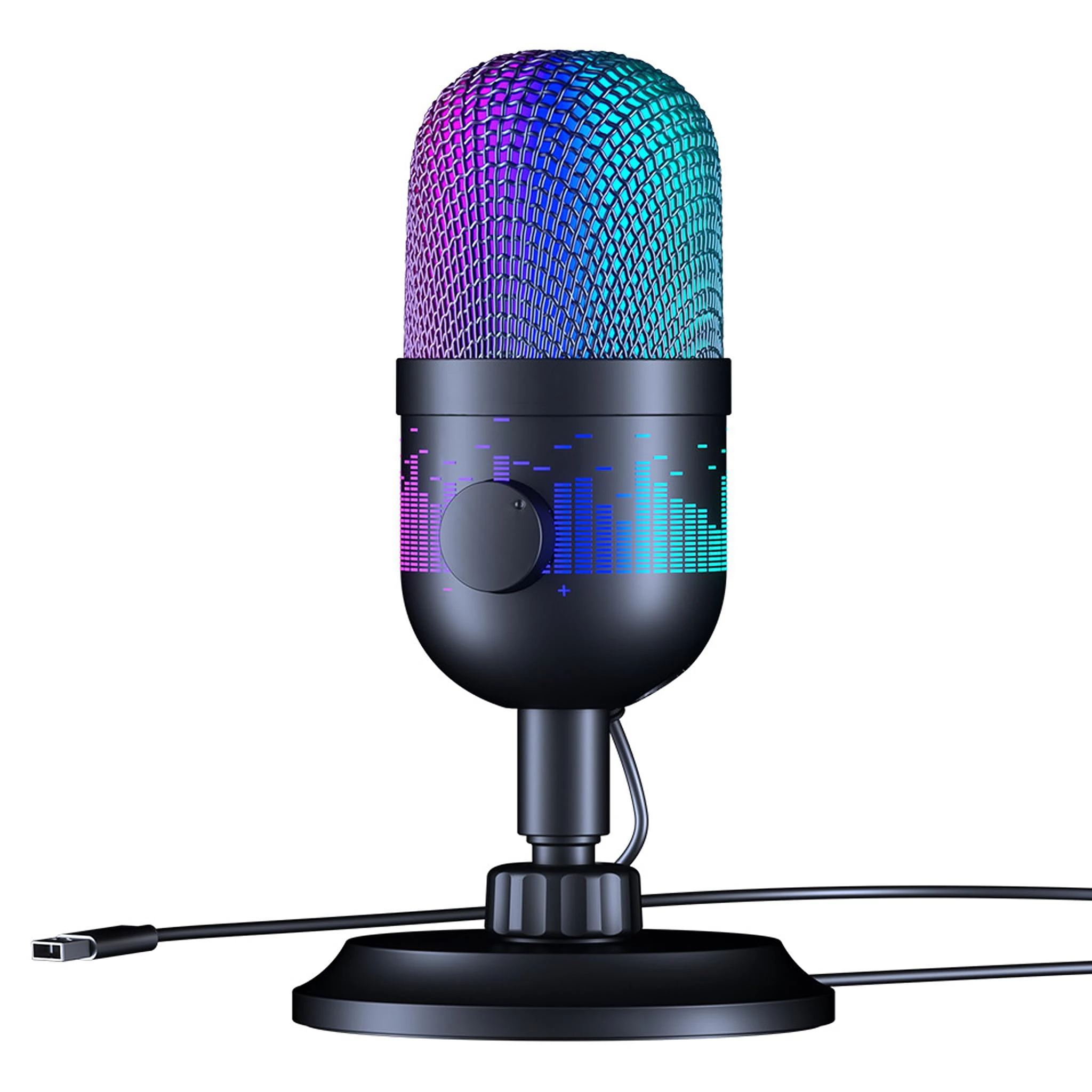 INDOTEAM USB Microphone for PC – RGB Microphones USB Mic for PC Laptop – Gaming Microphone with Mute Button, Volume Adjust and Lights Off – Condenser Desk Micro phone for Gaming Streaming Podcast