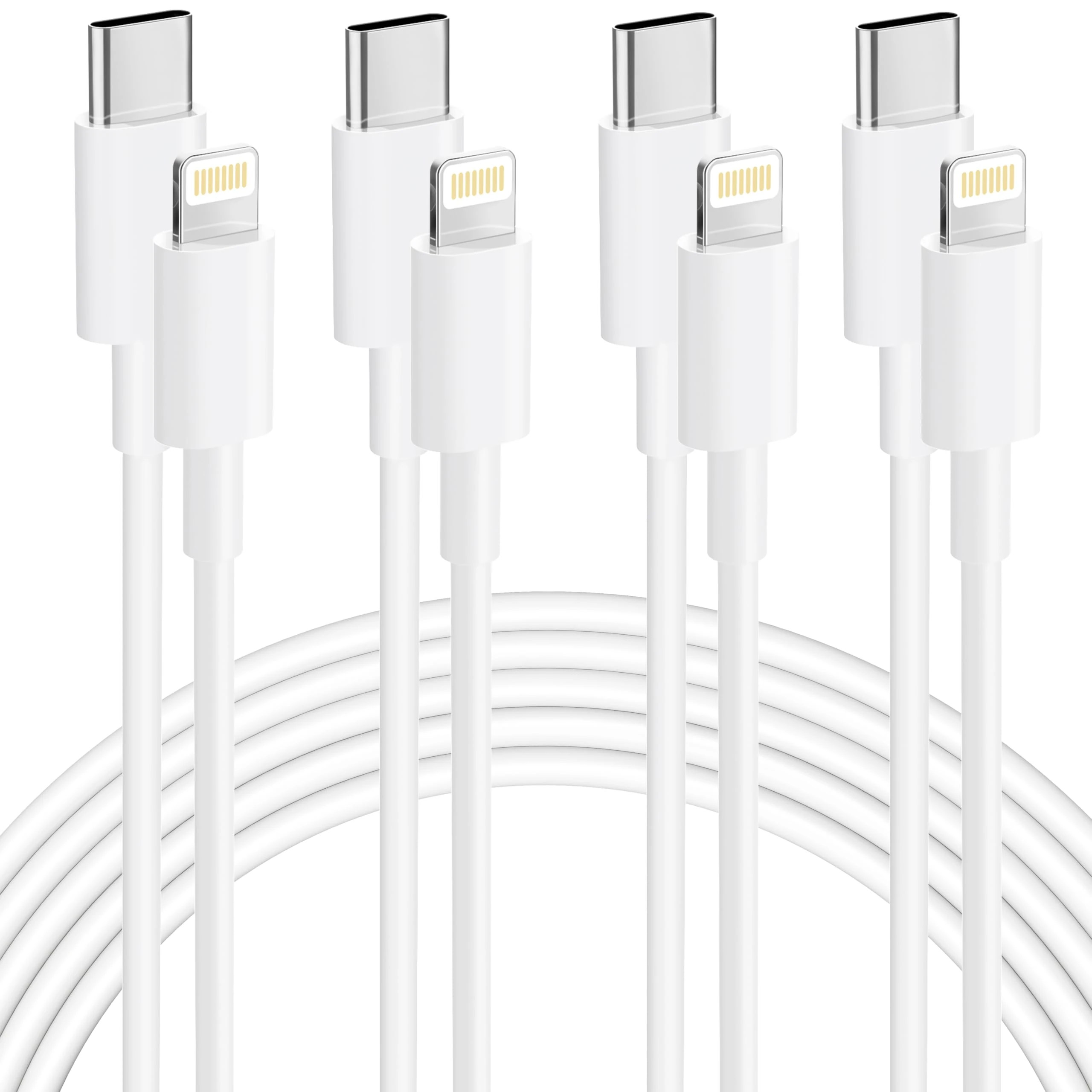 USB C to Lightning Cable 2M, 4Pack [Apple MFi Certified] USB C iPhone Fast Charger Cable PD Fast Charging Type C to Lightning Cable for iPhone 14 13 12 11 Pro Max XS XR X 8 7 6 Plus 5 5s SE, iPad