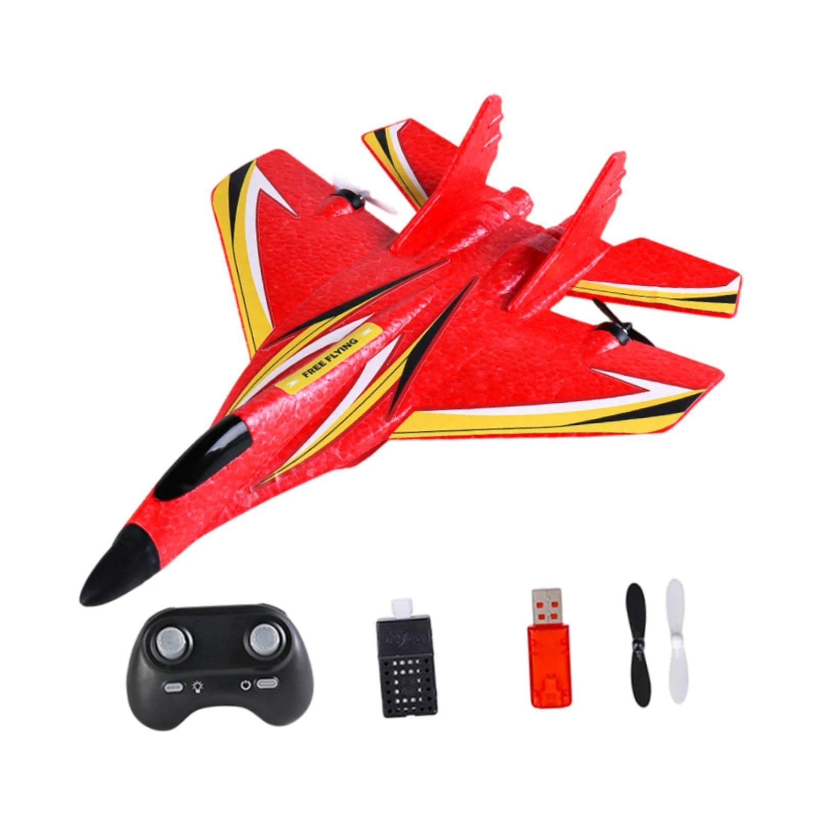 Colcolo RC Plane Foam Lightweight Sturdy with Gyro Aircraft Toy Remote Control Airplane for Beginner Boys Kids Adults Birthday Gift, Red Single battery