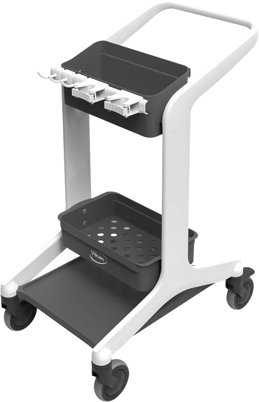 Vikan HyGo Mobile Cleaning Station Model 57005 Janitor Cart with Shadow-Board, 780 mm, White