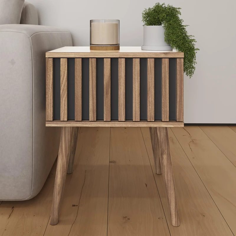 GFW Rowan Lamp Table Shelf Display Drawer Side End Table Living Room Oak