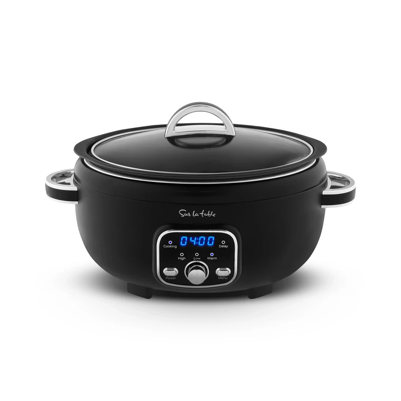 Sur La Table SLT16011BLK Core 6.5 Litre Digital Slow Cooker for Stews, Casseroles and Meat with Digital LED Screen, 3 Temperature Functions, Removable Aluminium Pot, Energy Saving, 320W, Black