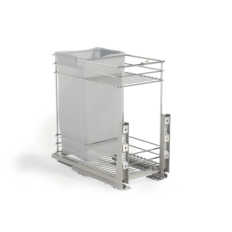 Emuca - Supra pull-out rack with baskets and bread basket for lower fixing with soft closing, for kitchen modules 300mm, Steel, Chrome plated