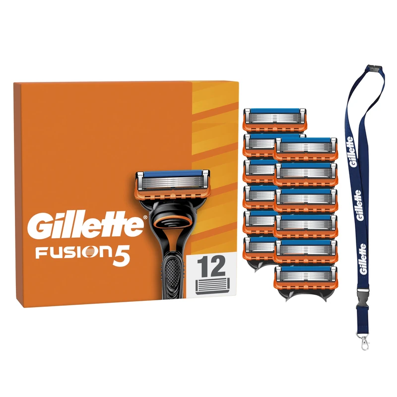 Gillette Fusion5 Men's Razor - 12 Blades, Engineered with Antifriction Blades for Up to 20 Shaves Per Blade Refill