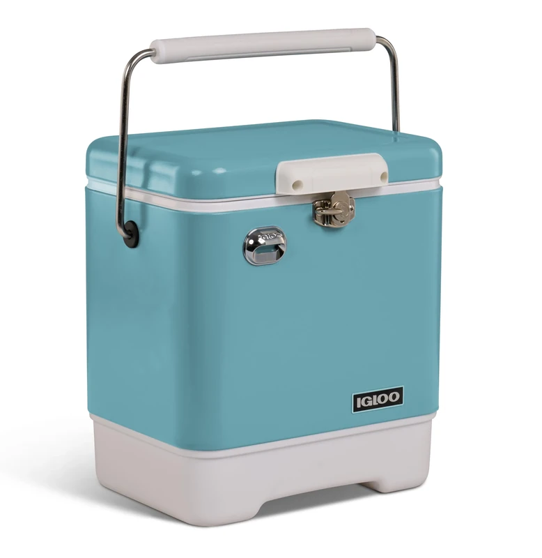 IGLOO Legacy Stainless Steel Cool Box, 19 Litres, Modern and Timeless, with Integrated Bottle Opener, Mint Green