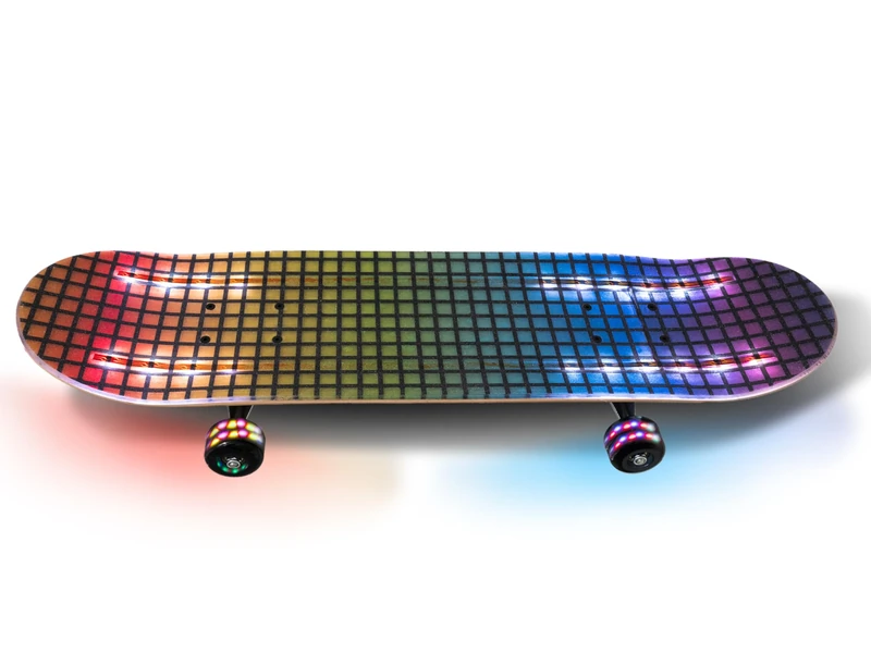 Teorema - Skateboard with Luminous Effects, Length 74 cm, Max 50 kg, Wheels 61 x 40 mm, PU Bearings, ABEC-7 Bearings