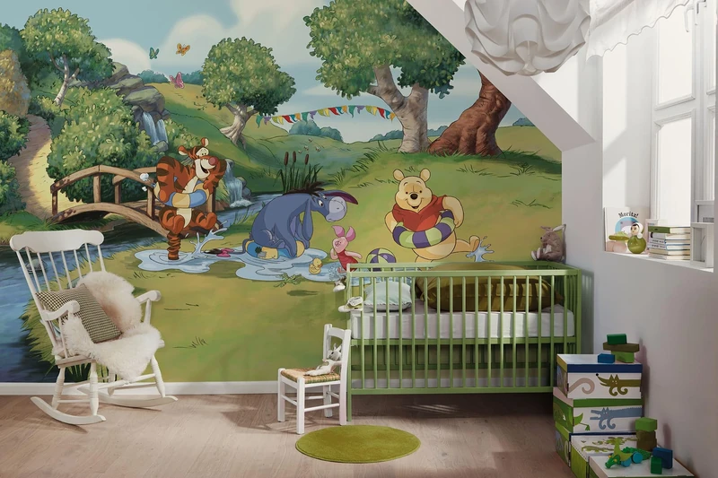 Komar Non-Woven Photo Wallpaper - Disney Winnie The Pooh Friendship and Fun - Size 350 x 250 cm - Children's Wallpaper