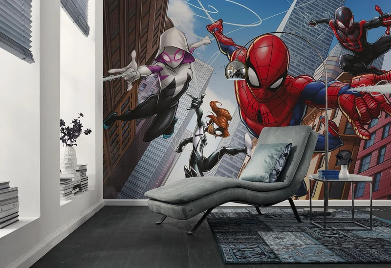 Komar Fleece Photo Wallpaper Marvel Spider-Man Swinging Crew Size 400 x 250 cm Children's Bedroom Wallpaper