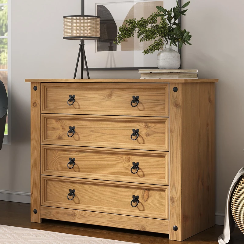 Mews Corona Chest of Drawers 4 Drawer Mexican Solid Pine Waxed
