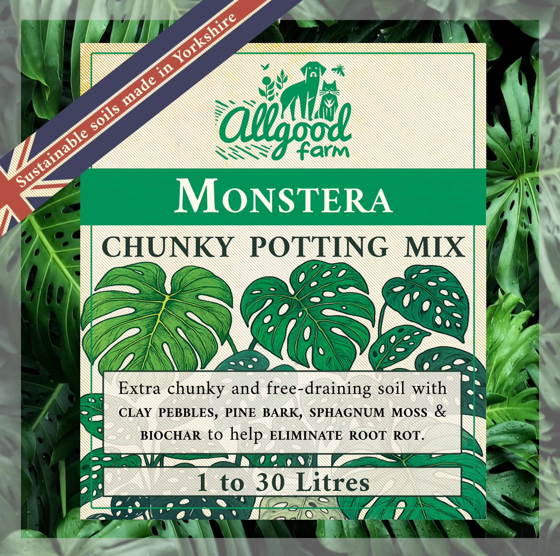 Allgood Farm Monstera Soil - Chunky Aroid Potting Soil Mix for Swiss Cheese Plant, Deliciosa, Albo (10 Litres)