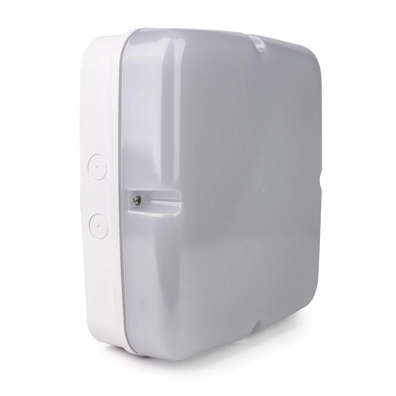 Bright Source Wall & Ceiling Square Utility LED Bulkhead, White, Emergency, Corridor Function, Switchable Wattage 9W 14W 18W, IP65, 120° Beam Angle, Switchable 3CCT Colour 3000K 4000K 6000K