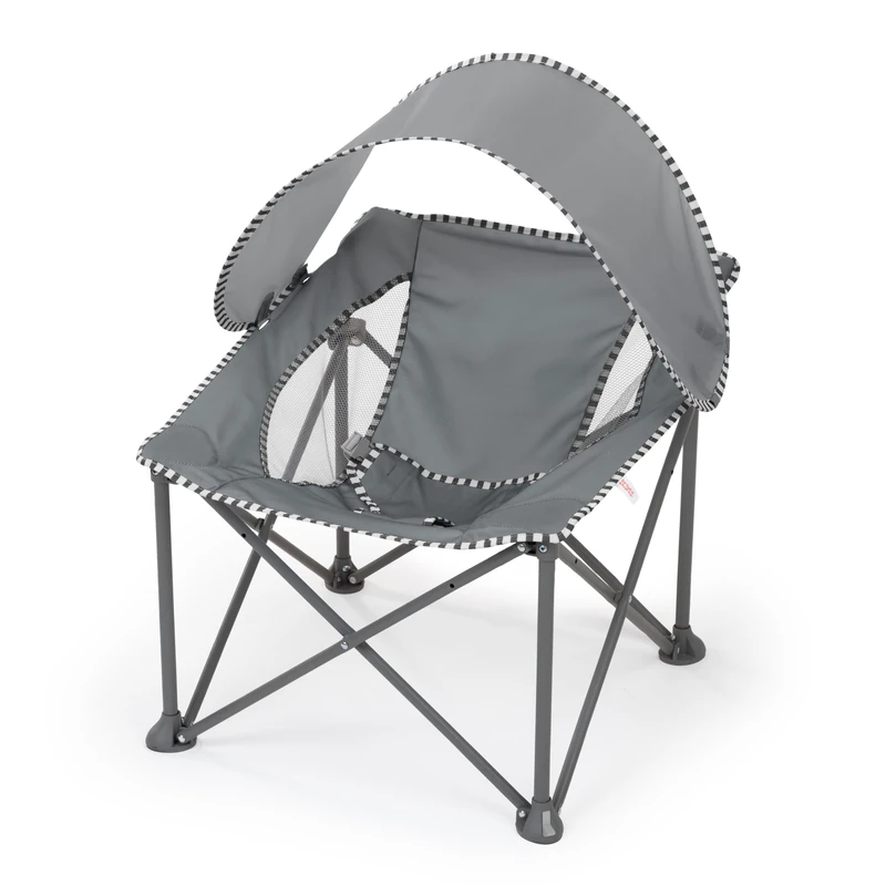Bright Starts Pop 'N Chill Travel Seat, Indoor/Outdoor Use, Infant Seat with UPF 50+ Canopy, Grey, Ages 0-6 Months - Image 1