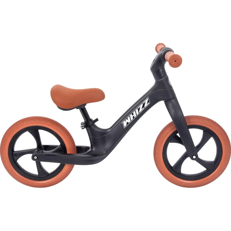 tickit Whizz Balance Bike for Kids, Toddler Bike, Adjustable Seat, Rustproof, Puncture-Proof Tyres, Lightweight, 2-6 Years, Black/Brown