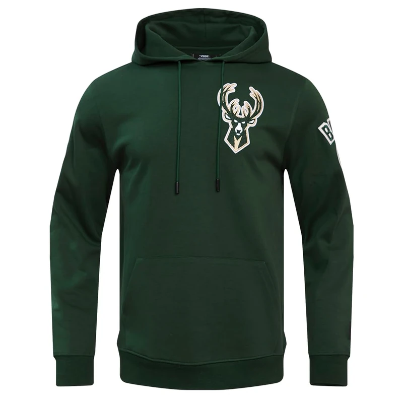 Pro Standard Mens NBA Milwaukee Bucks Classic Chenille Pull Over Hoodie Forest Green S - Image 1