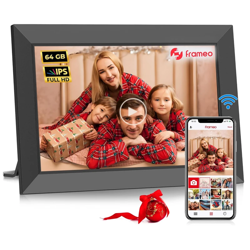 Digital Photo Frame 10.1 Inch Wifi Built-in 64GB Memory, 1280x800 HD IPS Touch Screen- Smart Electronic Digital Picture Frame, Memory Auto-Rotate, Wall Mountable, Share Photos/Videos via frameo app