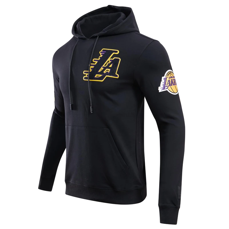 Pro Standard Mens NBA Los Angeles Lakers Classic Chenille Pull Over Hoodie Black XL