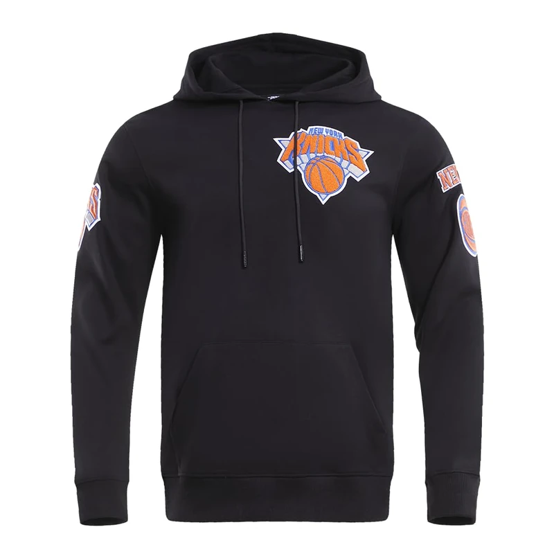 Pro Standard Mens NBA New York Knicks Classic Chenille Pull Over Hoodie Black 2XL