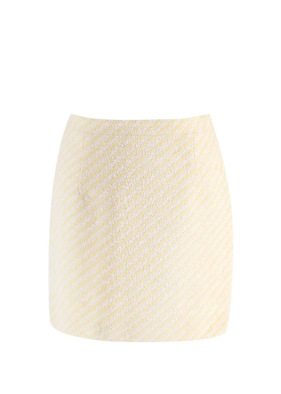Alessandra Rich Pre-Loved Yellow Striped Tweed Mini Skirt