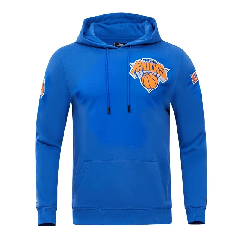 Pro Standard Mens NBA New York Knicks Classic Chenille Pull Over Hoodie Royal Blue 2XL