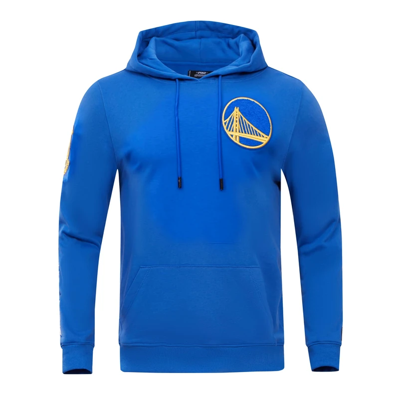 Pro Standard Mens NBA Golden State Warriors Classic Chenille Pull Over Hoodie Royal Blue 3XL
