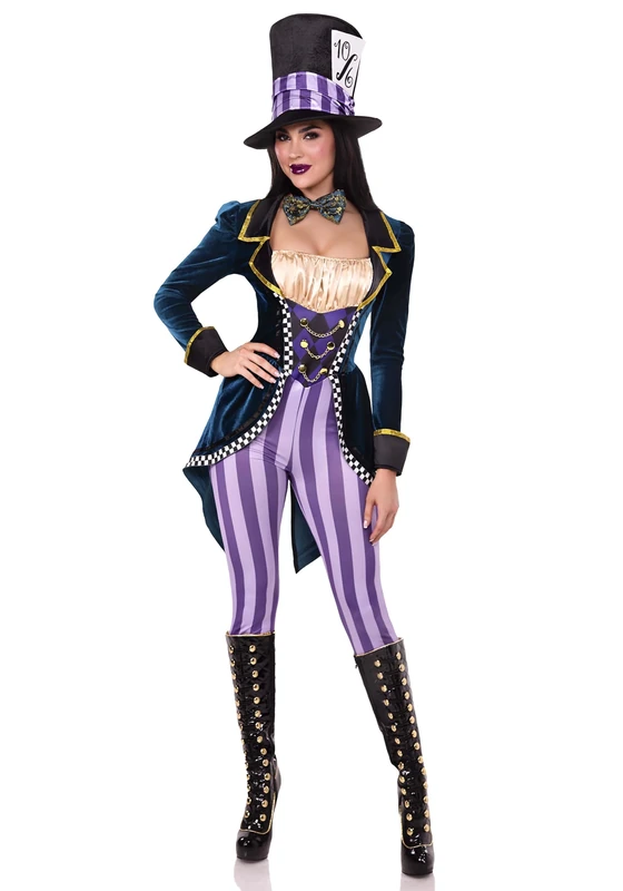 Leg Avenue Classic Mad Hatter Women’s Jumpsuit Costume – Size S – Multicolor - Image 1
