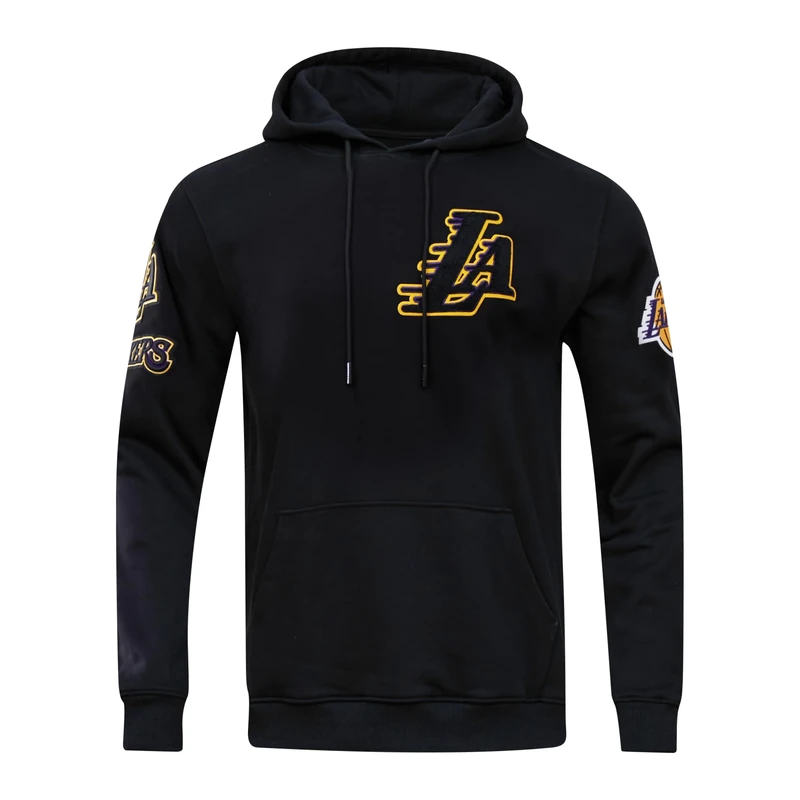 Pro Standard Mens NBA Los Angeles Lakers Classic Chenille Pull Over Hoodie Black M