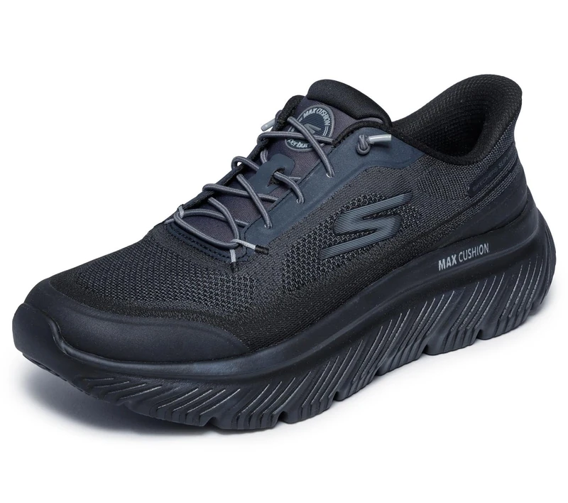 Skechers Men's Go Walk Max Cushioning Hyper Burst Zoltar Sneaker, Black Textile/Trim, 11.5 UK