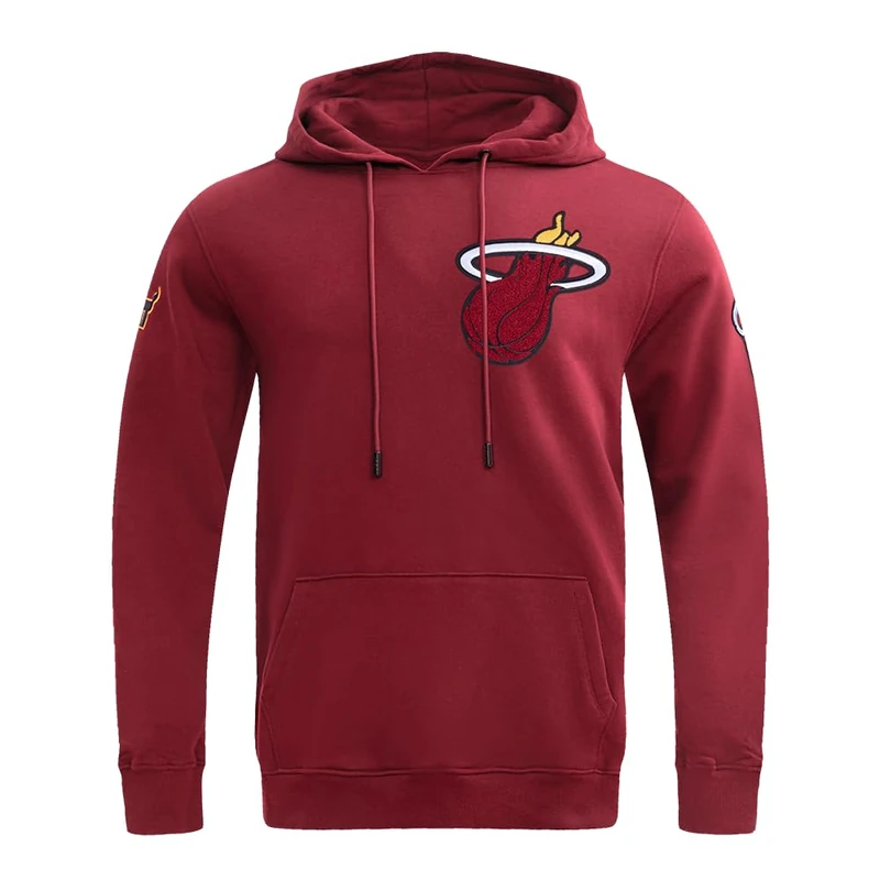 Pro Standard Mens NBA Miami Heat Classic Chenille Pull Over Hoodie Cardinal Red 2XL