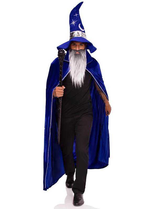 Leg Avenue 3-Piece Wizard Costume Kit with Cape, Hat and Beard – One Size – Blue - Image 1