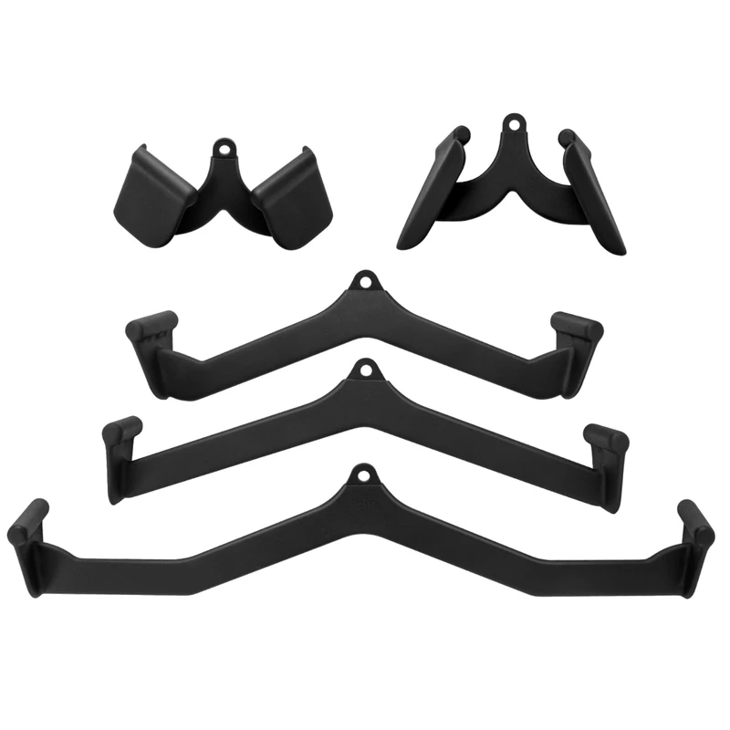 GYMAX LAT Pulldown Attachment Set, 5PCS T-bar V-bar Pulley Cable Attachments for Home Gym Fitness, Pull Down Bar Back Strength Training Bicep Tricep Handle Grips - Image 1
