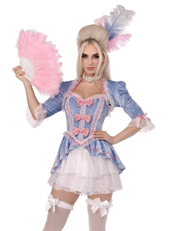 Leg Avenue 2 PC Marie Antoinette Costume, Includes Ruffle Trimmed Velvet and Lace Dress with Bow Accents and Shrug, Medium, MULTICOLOR